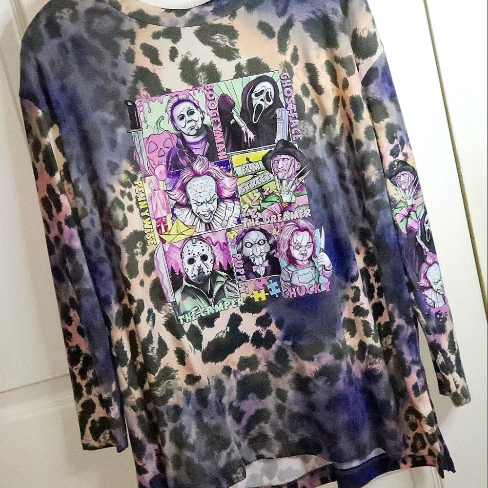 Graphic Horror Character Long Sleeve Shirt Women's size Large Halloween